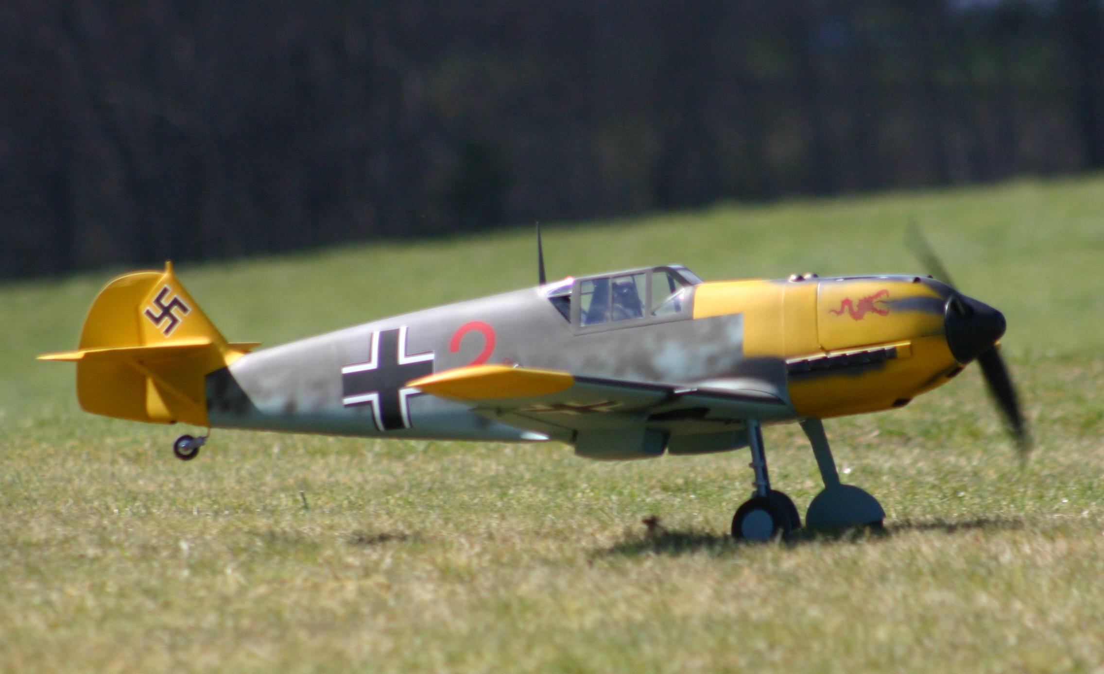 This is a Messerschmitt Bf109E built from a Skyshark RC balsa kit intended for glow engines and converted to electric power as the subject of a feature article in Fly RC Magazine.