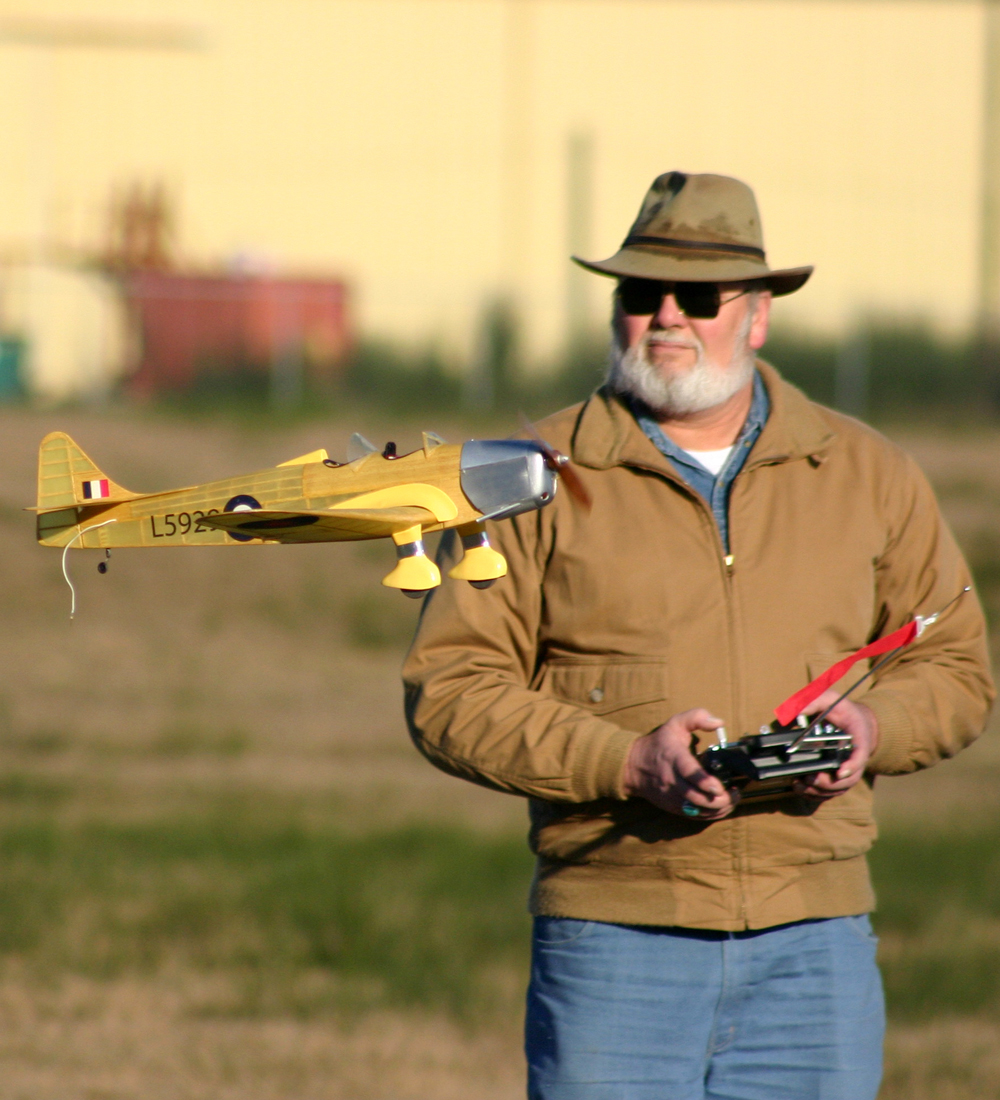 Bob Benjamin flying balsa wood plane
